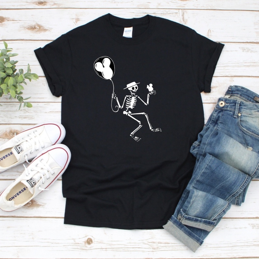 NEW Black Social Distortion Skeleton Mickey Ears Disney Shirt | Size Small